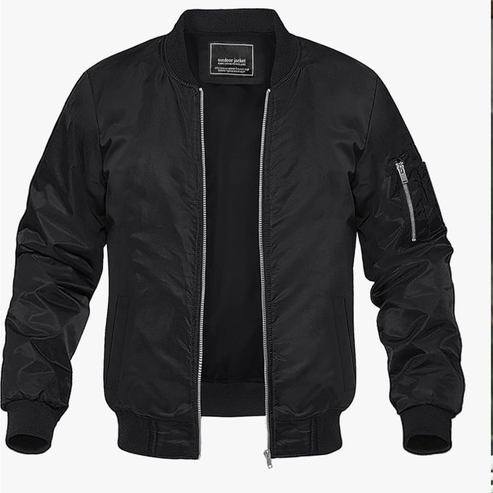 Men's Black Bomber Jacket - Picture 2 of 11